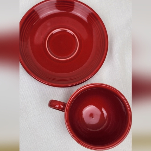 Fiesta Homer Laughlin Red Coffee/ Tea Mug Cup & Saucer Plate - Picture 6 of 6